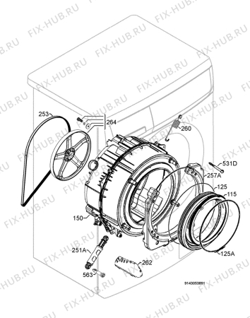 Взрыв-схема стиральной машины Electrolux EWS106540W - Схема узла Functional parts 267